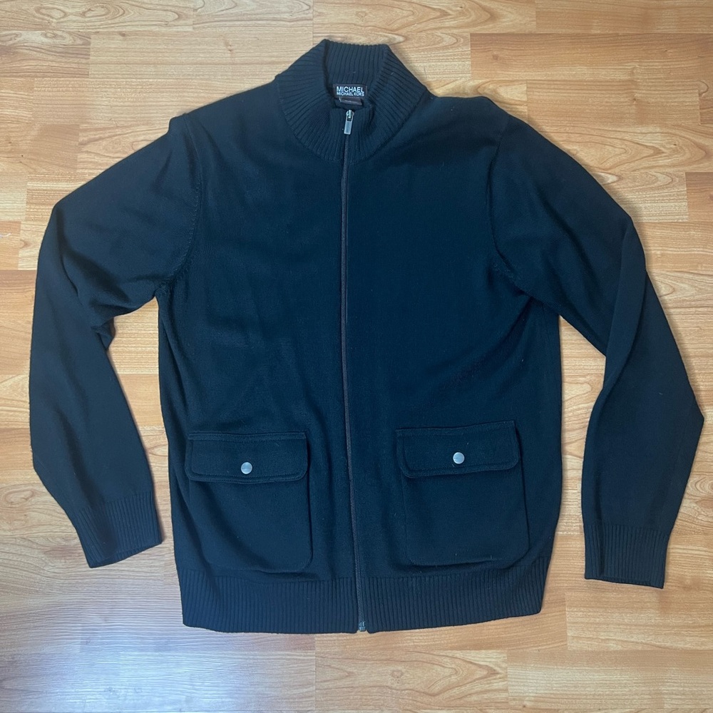 Michael Kors Men's Black‎ Zip-Up Sweater size Large